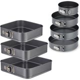 Relaxdays springvorm - 7-delige set - bakvormen set - rond - vierkant - taartvorm - staal