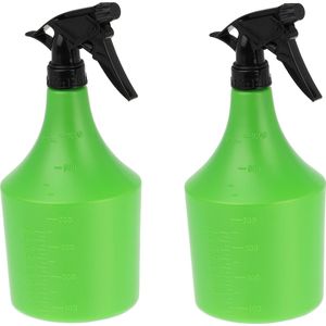 Relaxdays plantenspuit set van 2, 1 liter, schoonmaakspuit of plantensproeier, verstelbare sproeikop, groen/zwart