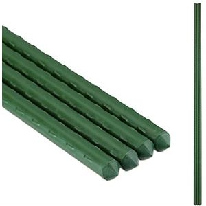 Relaxdays plantenstok, set van 10, 120 cm, Ø 10 mm, staal met kunststof coating, tuinstokken, klimplantensteun, groen