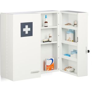 Medicijnkast - Afsluitbaar - 11 Vakken - 2 Deuren - Staal - Wit