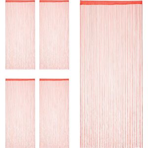 Relaxdays 5x draadgordijn - deurgordijn slierten - franjes gordijn - 90 x 245 cm - rood