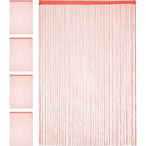 Relaxdays 5x draadgordijn - deurgordijn slierten - franjes gordijn - 145 x 245 cm - rood