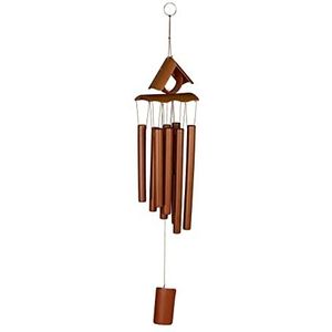 Relaxdays Bamboe windgong met puntig dak, hangende decoratie voor buiten en binnen, 68 x 14 x 7 cm, bruin