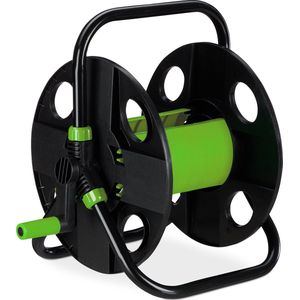 Relaxdays tuinslanghaspel voor 30 m 1/2 inch tuinslang - staal - kunststof - zwart-groen