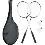 Relaxdays badminton set - 2 rackets - 10 shuttles - tas - volwassenen - kinderen - camping