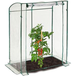 Relaxdays tomatenkas, pvc-folie, HxBxD: 170 x 130 x 75 cm, begaanbare foliekas met deur, kweekkas, transparant/groen