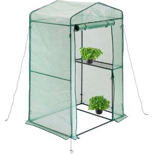 Relaxdays kweekkas - 185 x 125 x 95 cm - begaanbaar - opbergruimte - ijzer - PE - met ritssluiting