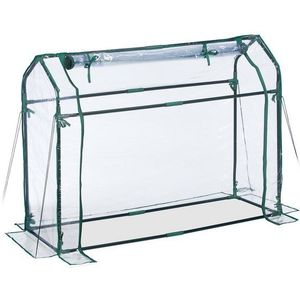 Relaxdays kweekkas - PVC-folie - 92 x 124 x 42 cm - oprolbare deur - steeksysteem - transparant