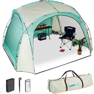 Relaxdays partytent rond - paviljoen led verlichting - feesttent - tuinpaviljoen - camping