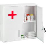 Relaxdays medicijnkastje afsluitbaar - hangende EHBO-kast - opbergkast voor medicijnen