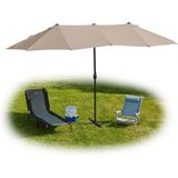 Relaxdays dubbele parasol - 460 x 270 cm - XXL parasol - uv 30+ - tuinparasol - beige