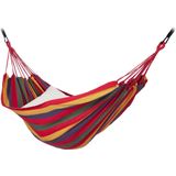 Relaxdays hangmat katoen - 240 x 150 cm - draagbaar - haken & tas - binnen & buiten - 200 kg - kleurrijk