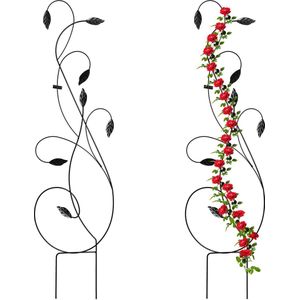 Relaxdays Klimplantenrek Metaal set van 2 - Plantensteun Tuin 144 cm - Klimplantensteun