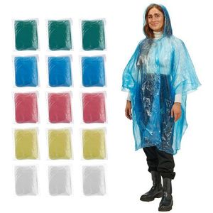 Relaxdays Regenponcho Festival - Poncho Regen Mouwen - Regencape Wandelen - set van 15