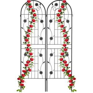 Relaxdays plantenklimrek - set van 2 - plantenrek - 180 x 50 cm - trellis - metaal - zwart