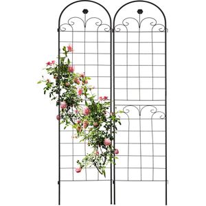 Relaxdays plantenklimrek - set van 2 - klimrek voor planten - 180 x 50 cm - ijzer - zwart