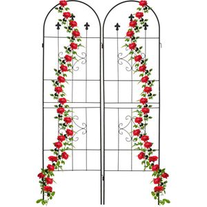 Relaxdays plantenklimrek set van 2, HxB: 180 x 50 cm, plantensteun voor klimplanten, vrijstaand, metaal, zwart