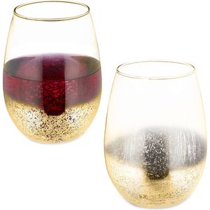 Relaxdays wijnglas zonder voet - set van 2 - 500 ml - drinkglas - dessertglas - sapglazen