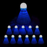 Relaxdays badminton shuttles, set van 12, lichtgevend, HxØ 8,5 x 6,5 cm, voor kinderen & volwassenen, led, buiten, wit