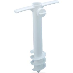Relaxdays grondboor voor parasols en droogmolens - 19-32 mm stokdikte - in grond draaien - wit