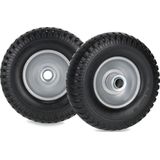 Relaxdays kruiwagenwiel - set van 2 - 2.50-4 - massief rubber - stalen velg - 80 kg - zwart-grijs