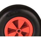 Schubkarrenrad 3.50-6, Vollgummi, Kunststofffelge, Ersatzrad Schubkarre, pannensicher, bis 100 kg, schwarz/rot - Relaxdays