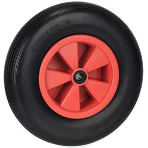 kruiwagenwiel - 4.80/4.00-8 - massief rubber - 39 cm - antilek - tot 100 kg - zwart-rood