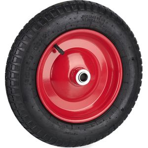 Relaxdays kruiwagenwiel - 3.00-8 - binnenband - stalen velg - tot 100 kg - luchtband met ventiel - zwart-rood