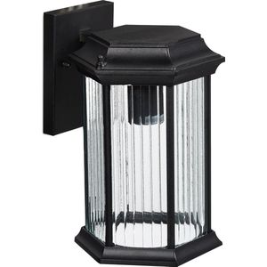Relaxdays wandlamp lantaarn - zeshoekig - E27 - wandlantaarn - klassiek - staal - zwart