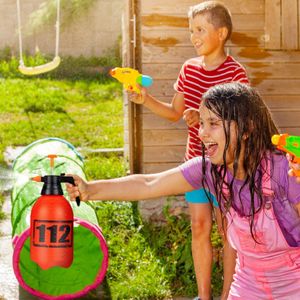 Relaxdays waterpistool brandweer, 3 liter tank, brandblusser speelgoed, water, zomer, buitenspeelgoed, oranje