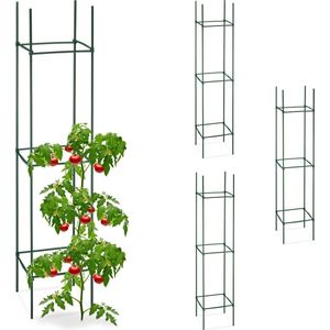 Relaxdays Plantensteun Klimplanten - set van 4 - Klimplantensteun - Tomatensteun 150 cm