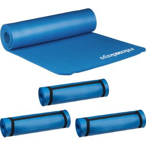 Relaxdays 4x yogamat dik - sportmat - workout matje - jogamat - joga matje - blauw