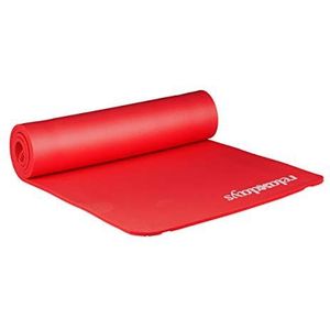 Relaxdays yogamat, 1 cm dik, voor pilates, fitness, gewrichtsvriendelijk, draagband, sportmat 60 x 180 cm, rood