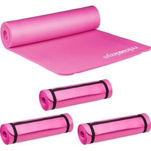 Relaxdays 4x yogamat dik - sportmat - workout matje - jogamat - joga matje - roze