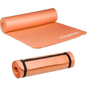 Relaxdays 2x yogamat dik - sportmat - workout matje - pilates - oranje mat - 60 x 180