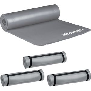 Relaxdays 4x yogamat dik - sportmat - workout matje - jogamat - grijze mat - 60 x 180