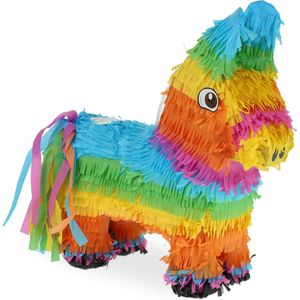 Relaxdays pinata ezel - voor jongens & meisjes - zelf vullen - regenboog pinata verjaardag