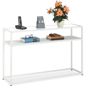 Relaxdays wandtafel 2 etages - sidetable glas - consoletafel hal - gangtafel - woonkamer