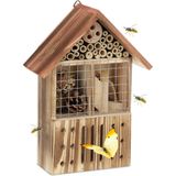 Relaxdays Insectenhotel van hout, tuin en balkon, schuur om op te hangen, 29 x 21,5 x 9,5 cm, meerkleurig