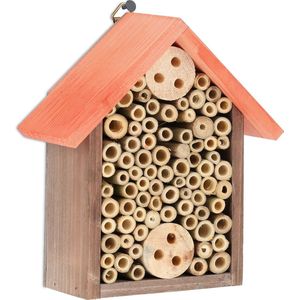 Relaxdays insectenhotel - bijenhotel - insectenhuisje - nestkastje - oranje dak - natuur