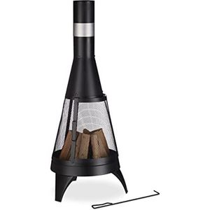 Relaxdays tuinhaard met schoorsteen - pook - 120 x 47 cm - buitenhaard - tuinkachel
