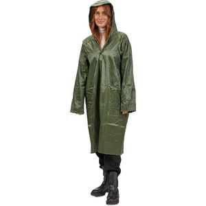 Relaxdays regenponcho - met capuchon - herbruikbaar - waterdicht - festival - camping - dun - groen