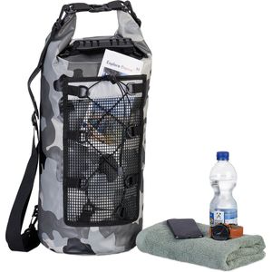 Relaxdays waterdichte rugzak - 25 liter - dry bag - ocean pack - droogtas - camouflage