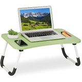 Relaxdays laptoptafel voor bed & bank, HxBxD: 26 x 63 x 40 cm, inklapbare bedtafel, MDF, ijzer, schoottafel groot, groen