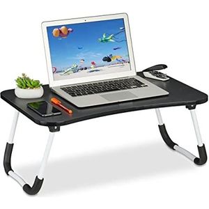 Laptoptafel - Zwart - MDF en IJzer - Inklapbaar