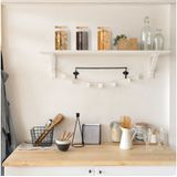 Relaxdays voorraadpot met deksel - set van 3 - 1500 ml - bamboe - vierkante bewaarpot glas