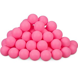 Relaxdays beer pong balletjes, set van 100, kunststof, pingpongballen zonder opdruk, tafeltennisballetjes, Ø 40 mm, roze