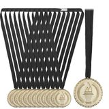 Relaxdays medailles kinderen - set van 12 - Ø 5 cm - met lint - kinderverjaardagen - goud