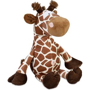 Relaxdays deurstopper giraf, deurstop knuffel, stof met zandvulling, HBD: 26 x 25 x 23 cm, binnen, deurbuffer, bruin