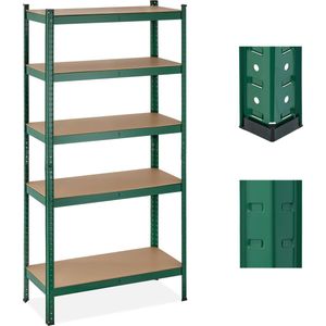 Schwerlastregal, 5 Ebenen, hbt 180 x 90 x 40 cm, 875 kg Tragkraft, Metall, Lagerregal für Keller, Garage, grün - Relaxdays